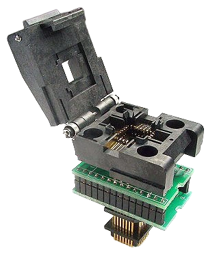 28-Pin PLCC Prototyping Adapter with Clamshell ZIF Socket