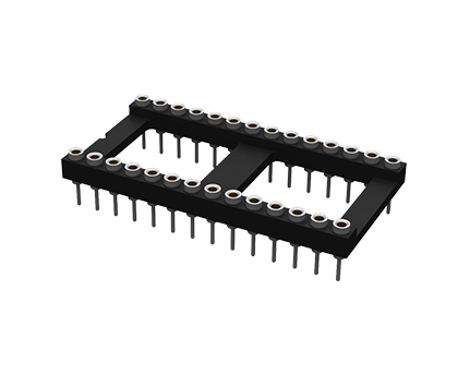 28-pin DIP socket with tin-plated shell and gold-plated socket contacts
