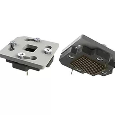 BL/LL Series BGA test socket mounted to PCB with screw-down compression lid