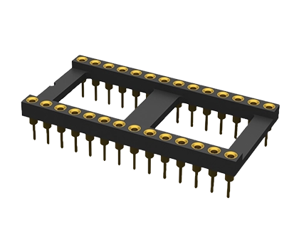 Dual inline package DIP socket with gold-plated contacts and through-hole pins