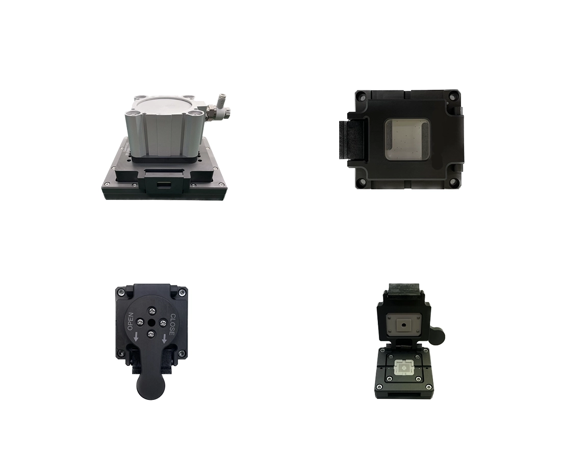 Custom spring-pin test socket options with different actuation and retention mechanisms