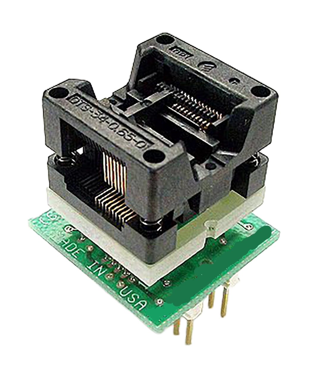 SSOP to DIP programming adapter with ZIF socket on top