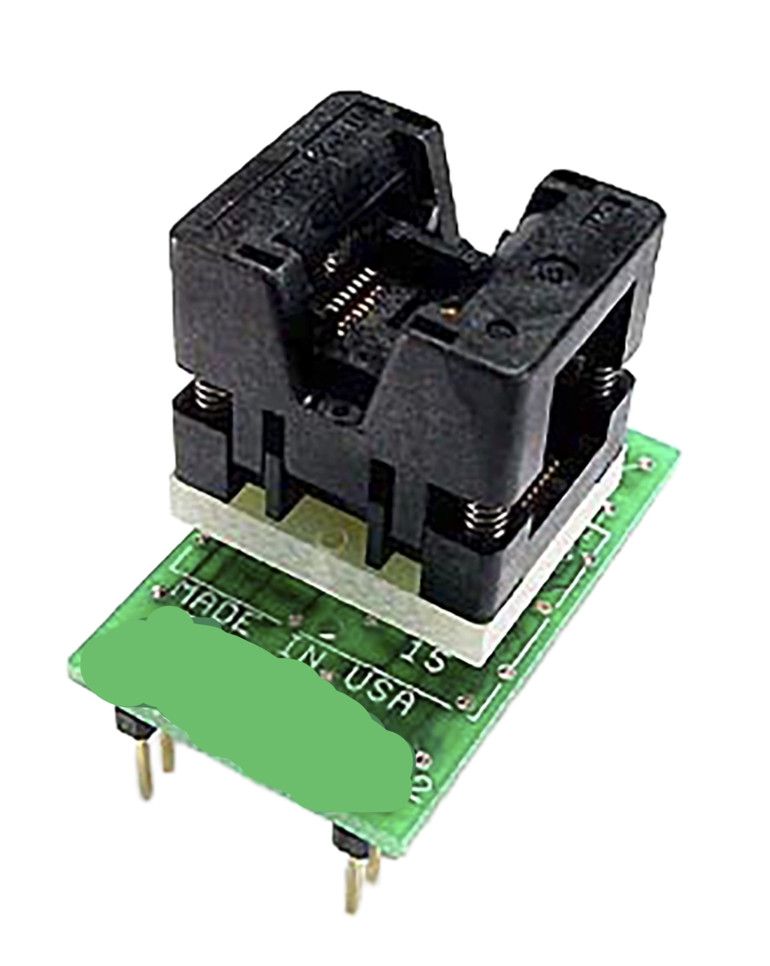 QSOP to DIP programming adapter with 0.635 mm pitch QSOP socket and 0.100″ DIP plug interface