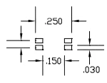 SOIC surface mount plug D250 PCB footprint layout with pad dimensions and spacing