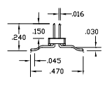 SOIC surface mount plug D470 side view showing profile height and lead structure