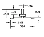 SOIC surface mount plug D560 side view showing profile height and lead structure