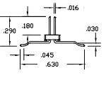SOIC surface mount plug D630 side view showing profile height and lead structure