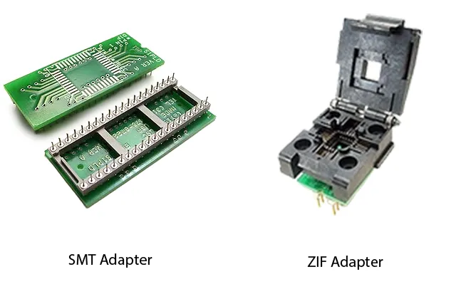 PLCC to DIP adapter family including programming adapters and SMT to DIP replacement adapters