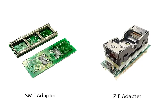 TSOP to DIP adapters including SMT and ZIF socket programming adapter configurations