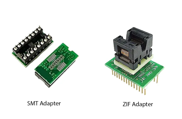 TSSOP to DIP adapters including SMT and ZIF socket programming adapter configurations