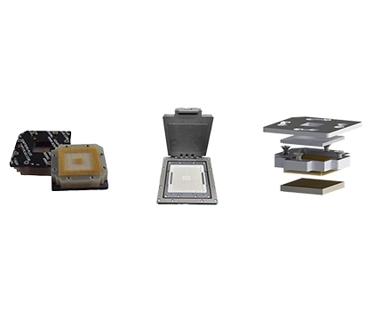 IC test socket solutions including spring pin production test sockets and BL LL BGA LGA locking sockets for prototype and validation applications