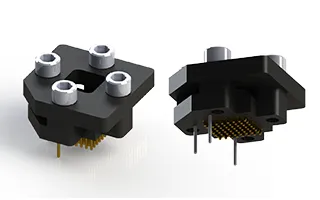 XL0064XX0801F 64-pin 0.80 mm BGA/LGA locking socket top and bottom view with 8×8 array footprint